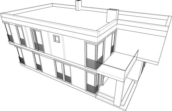 Diseño Moderno Arquitectura Geométrica Representación Plano Propiedad Arte Arquitectónico Ilustración — Vector de stock