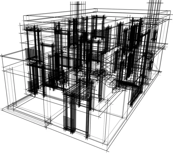 现代几何建筑设计 3D渲染 地产蓝图 建筑艺术 概要说明 — 图库矢量图片