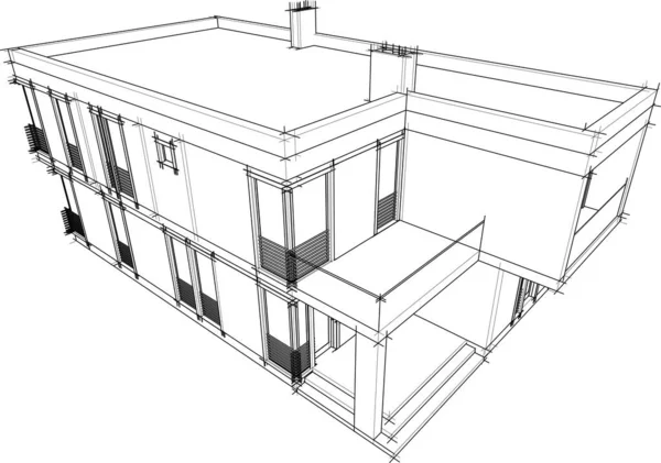 现代几何建筑设计 3D渲染 地产蓝图 建筑艺术 概要说明 — 图库矢量图片