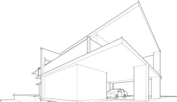 Design Architettura Geometrica Moderna Rendering Progetto Immobiliare Arte Architettonica Illustrazione — Vettoriale Stock