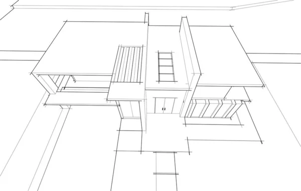 Design Arquitetura Geométrica Moderna Renderização Planta Propriedade Arte Arquitetônica Ilustração —  Vetores de Stock