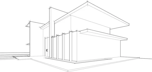 Σύγχρονη Γεωμετρική Αρχιτεκτονική Σχεδίαση Απόδοση Σχέδιο Ακινήτων Αρχιτεκτονική Τέχνη Περίγραμμα — Διανυσματικό Αρχείο