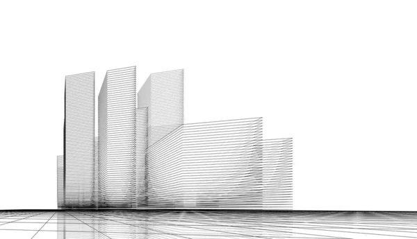 Soyut Mimari Duvar Kağıdı Gökdelen Tasarımı Dijital Konsept Arkaplan — Stok fotoğraf
