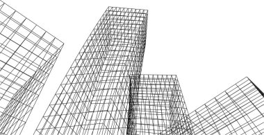 soyut mimari duvar kağıdı gökdelen tasarımı, dijital konsept arkaplan