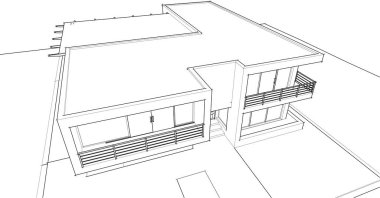 Ev kavramı kroki 3d çizim