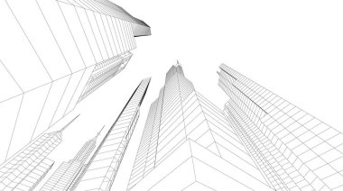 soyut mimari duvar kağıdı gökdelen tasarımı, dijital konsept arkaplan