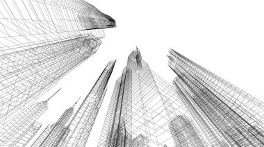 soyut mimari duvar kağıdı gökdelen tasarımı, dijital konsept arkaplan