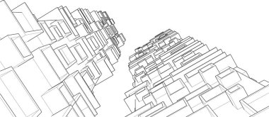 soyut mimari duvar kağıdı gökdelen tasarımı, dijital konsept arkaplan
