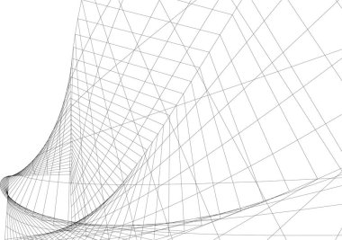 Soyut mimari duvar kağıdı, dijital veri ve ağ bağlantı çizgileri beyaz arkaplan üzerinde teknoloji konsepti, 3D soyut illüstrasyon