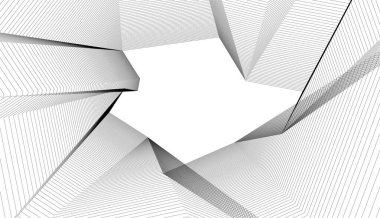 Soyut mimari duvar kağıdı, dijital veri ve ağ bağlantı çizgileri beyaz arkaplan üzerinde teknoloji konsepti, 3D soyut illüstrasyon