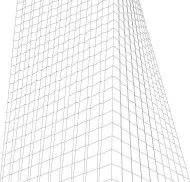 Soyut mimari duvar kağıdı, dijital veri ve ağ bağlantı çizgileri beyaz arkaplan üzerinde teknoloji konsepti, 3D soyut illüstrasyon