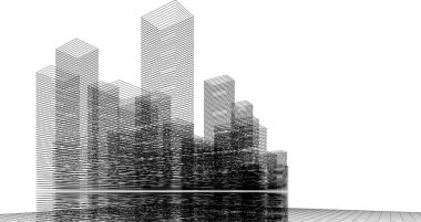 soyut mimari duvar kağıdı gökdelen tasarımı, dijital konsept arkaplan