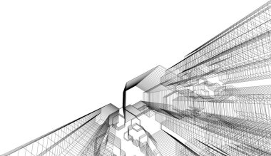 soyut mimari duvar kağıdı gökdelen tasarımı, dijital konsept arkaplan