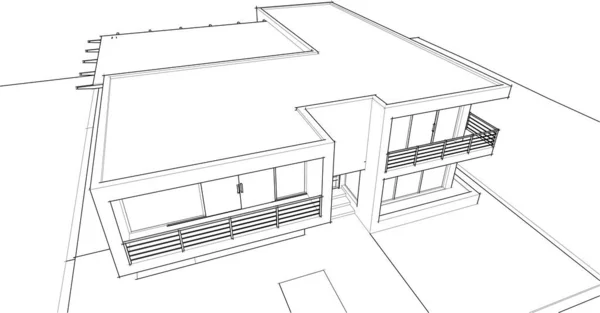 房子概念剪影3D — 图库矢量图片