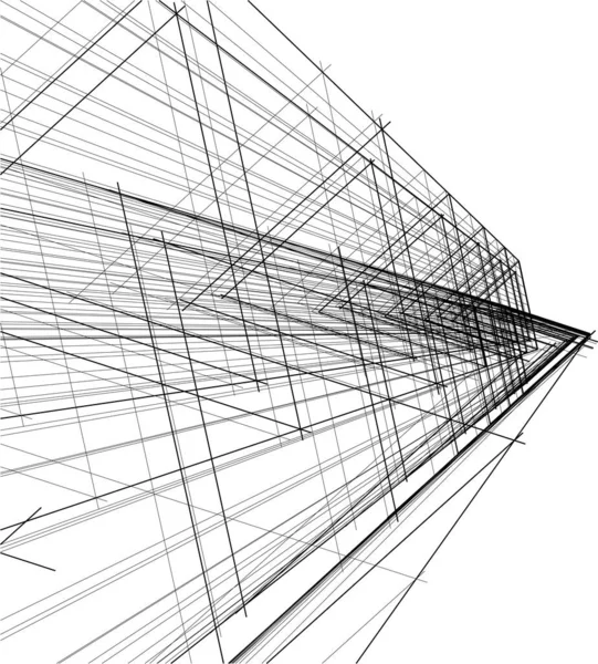 Líneas Abstractas Dibujo Concepto Arte Arquitectónico Formas Geométricas Mínimas — Archivo Imágenes Vectoriales