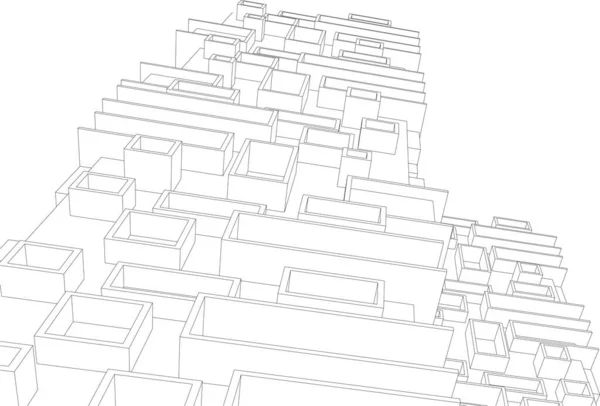 建筑墙纸摩天大楼设计 数字概念背景 — 图库矢量图片