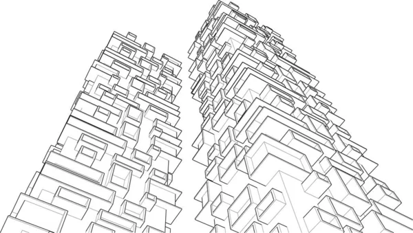 Абстрактный Архитектурный Дизайн Обоев Небоскреба Цифровой Концепт Фон — стоковый вектор