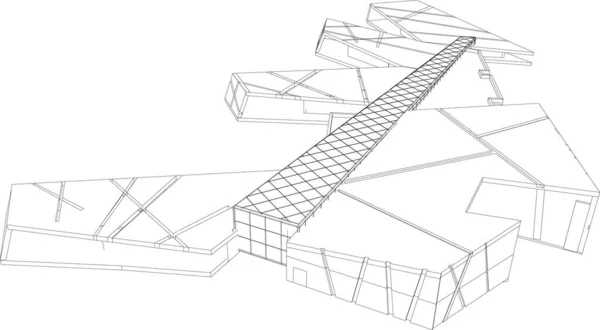 建筑墙纸 数字数据和网络连接线在白色背景技术概念中的应用 3D摘要说明 — 图库矢量图片