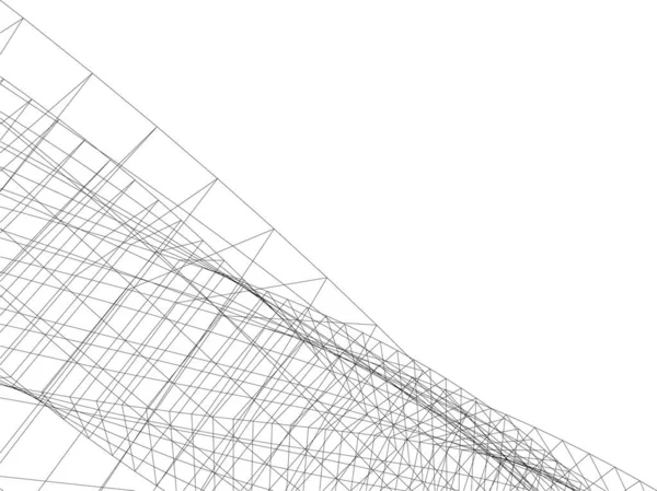 要約アーキテクチャ壁紙 白の背景に技術コンセプトのデジタルデータとネットワーク接続ライン 3D抽象イラスト — ストックベクタ