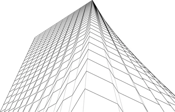 建筑墙纸 数字数据和网络连接线在白色背景技术概念中的应用 3D摘要说明 — 图库矢量图片