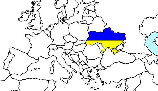 Μπλε Κίτρινο Χρώμα Διανυσματική Απεικόνιση Της Επικράτειας Της Ουκρανίας Στο — Διανυσματικό Αρχείο