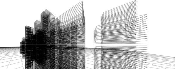 Astratto Disegno Architettonico Grattacielo Carta Parati Sfondo Concetto Digitale — Vettoriale Stock