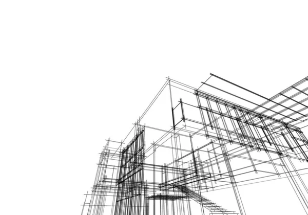 Design Architettura Geometrica Moderna Rendering Progetto Immobiliare Arte Architettonica Illustrazione — Foto Stock