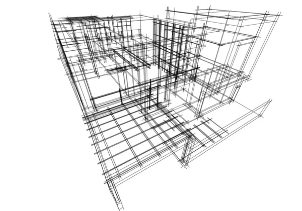 Moderní Geometrický Architektonický Design Vykreslování Panství Architektonické Umění Obrys Ilustrace — Stock fotografie