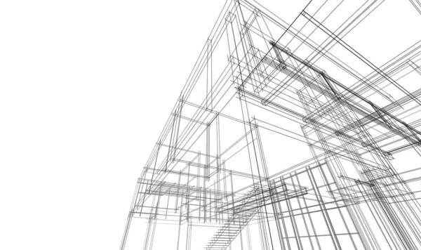 Современный Геометрический Архитектурный Дизайн Рендеринг Проект Поместья Архитектурное Искусство Набросок — стоковое фото