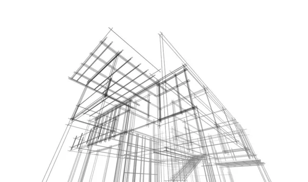 Сучасний Дизайн Геометричної Архітектури Візуалізація Відбиток Майна Архітектурне Мистецтво Контурна — стокове фото