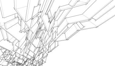 Soyut mimari duvar kağıdı, mimari sanat, geometrik illüstrasyon, üç boyutlu soyut illüstrasyon