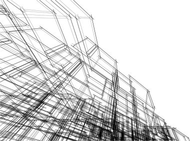 Soyut mimari duvar kağıdı, mimari sanat, geometrik illüstrasyon, üç boyutlu soyut illüstrasyon