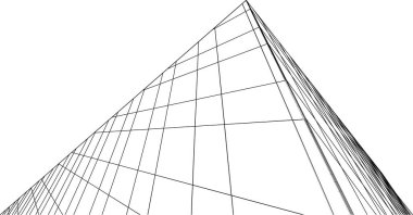 Modern geometrik mimari tasarım, 3D tasarım, AVM planı, mimari sanat, taslak çizimi.