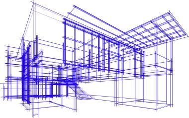 Soyut mimari duvar kağıdı, mimari sanat, geometrik illüstrasyon, üç boyutlu soyut illüstrasyon