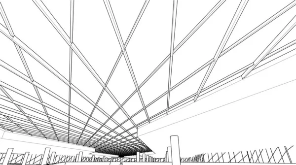 Modern Geometrik Mimari Tasarım Tasarım Avm Planı Mimari Sanat Taslak — Stok Vektör