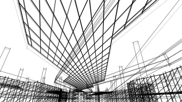 Nowoczesny Projekt Architektury Geometrycznej Renderowanie Projekt Centrum Handlowego Sztuka Architektoniczna — Wektor stockowy