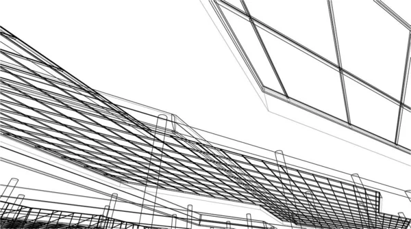 现代几何建筑设计 3D渲染 商场蓝图 建筑艺术 概要说明 — 图库矢量图片