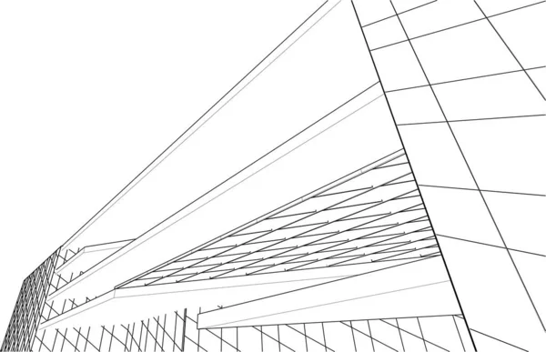 Σύγχρονη Γεωμετρική Αρχιτεκτονική Σχεδιασμό Απόδοση Εμπορικό Κέντρο Σχέδιο Αρχιτεκτονική Τέχνη — Διανυσματικό Αρχείο