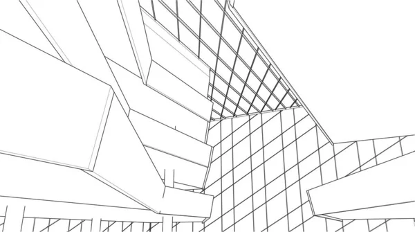 Design Architettura Geometrica Moderna Rendering Progetto Centro Commerciale Arte Architettonica — Vettoriale Stock