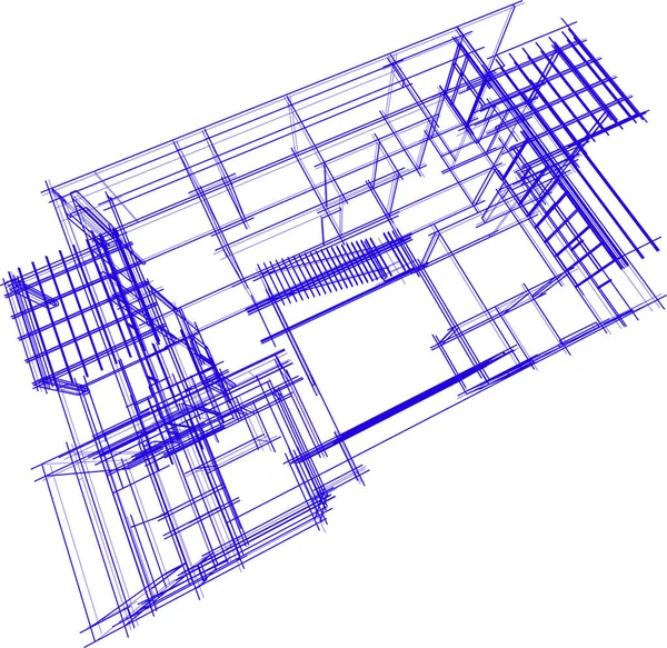 现代几何建筑设计 3D渲染 地产蓝图 建筑艺术 概要说明 — 图库矢量图片