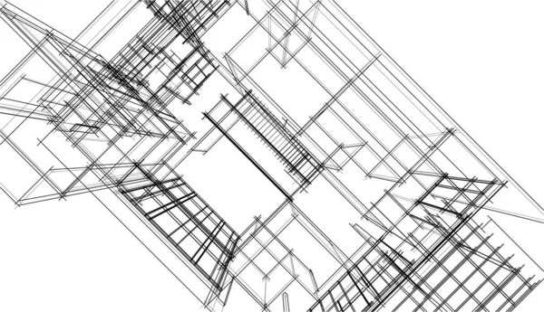 Современный Геометрический Архитектурный Дизайн Рендеринг Проект Поместья Архитектурное Искусство Набросок — стоковый вектор