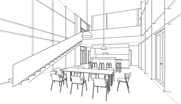 Design Architecture Géométrique Moderne Rendu Plan Intérieur Une Maison Art — Image vectorielle