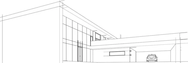 Design Arquitetura Geométrica Moderna Renderização Planta Propriedade Arte Arquitetônica Ilustração — Vetor de Stock