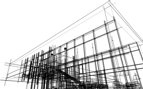 Design Architettura Geometrica Moderna Rendering Progetto Immobiliare Arte Architettonica Illustrazione — Vettoriale Stock