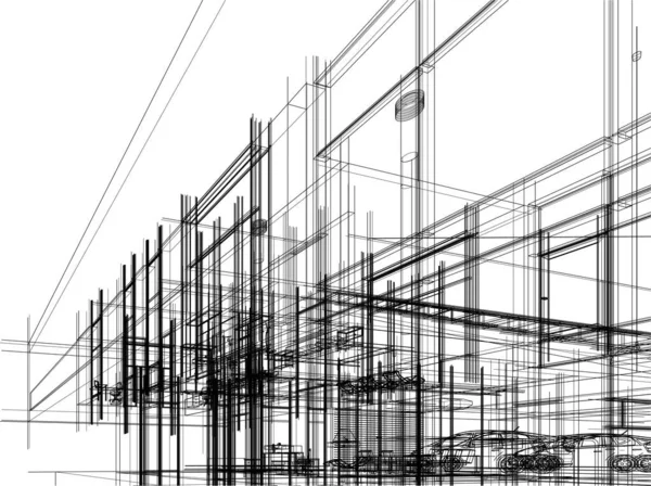 Design Arquitetura Geométrica Moderna Renderização Planta Propriedade Arte Arquitetônica Ilustração — Vetor de Stock