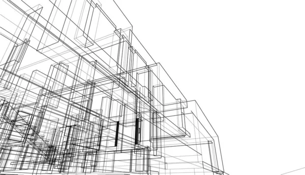 Moderní Geometrický Architektonický Design Vykreslování Panství Architektonické Umění Obrys Ilustrace — Stockový vektor