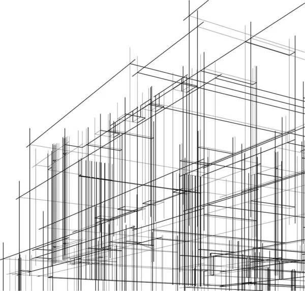 现代几何建筑设计 3D渲染 地产蓝图 建筑艺术 概要说明 — 图库矢量图片