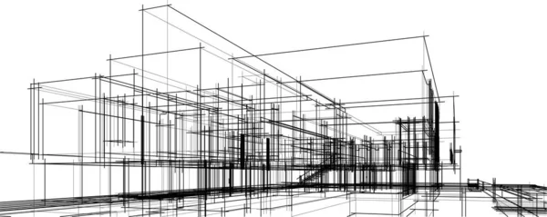 Σύγχρονη Γεωμετρική Αρχιτεκτονική Σχεδίαση Απόδοση Σχέδιο Ακινήτων Αρχιτεκτονική Τέχνη Περίγραμμα — Διανυσματικό Αρχείο