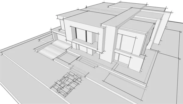 Design Arquitetura Geométrica Moderna Renderização Planta Propriedade Arte Arquitetônica Ilustração —  Vetores de Stock