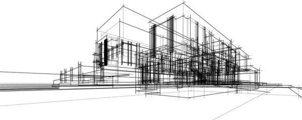 Design Arquitetura Geométrica Moderna Renderização Planta Propriedade Arte Arquitetônica Ilustração — Vetor de Stock